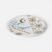 Elegant Eid Mubarak Arabic Calligraphy Moon Stars Pappteller (Schrägansicht)