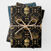 Elegant Eid Mubarak Calligrafy Gold schwarz blau Geschenkpapier Set (Beispiel)