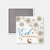 Elegant Eid Mubarak Calligraphy Moon Stars Islamic Magnet (Vorderseite/Rückseite)