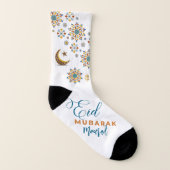 Elegant Eid Mubarak Calligraphy Moon Stars Socken (Links - Innen)