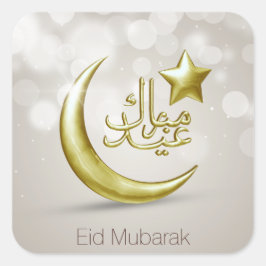 Elegant Eid Mubarak Gold Moon Star - Aufkleber