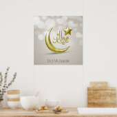 Elegant Eid Mubarak Gold Moon Star - Plakatwerbung Poster (Küche)