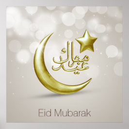 Elegant Eid Mubarak Gold Moon Star - Plakatwerbung Poster