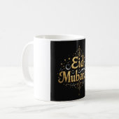 Elegant Eid Mubarak Gold Typografie Kaffeetasse (Vorderseite Links)