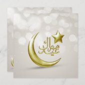 Elegant Eid Mubarak Goldener Stern - Einladung (Vorne/Hinten)