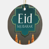 Elegant Eid Mubarak Mosque Skyline Art Keramik Ornament (Links)