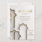 Elegant Eid ul Adha Mubarak White and Gold Islamic Feiertagskarte (Vorderseite)