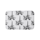 Elegant Eiffel Tower Paris Schwarz-weiß Geblüht Badematte (Vorderseite)