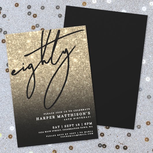 Elegant Eighty Gold 80th Birthday Party Einladung