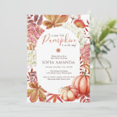 Elegant ein wenig Kürbiskugel lässt die Babydusche Einladung (Stehend Vorderseite)