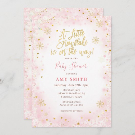 Elegant Eine kleine Schneeflocke ist unterwegs Einladung (Vorne/Hinten)