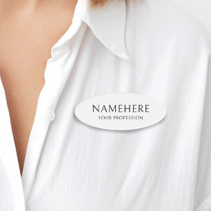 Elegant Einfach Basic Minimalistisch Weiß Modern O Namenschild