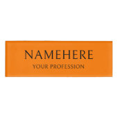 Elegant Einfach Basic Orange Minimal Modern Namenschild (Vorderseite)