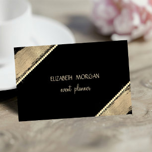 Elegant Einfach Faux Gold, Schwarz, Perlen Visitenkarte