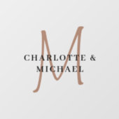 Elegant, einfach, Hochzeit, Monogramm-Namen Fensteraufkleber (Blatt)