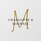 Elegant, einfach, Hochzeit, Monogramm-Namen Fensteraufkleber (Blatt)