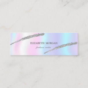 Elegant Einfach, Holografisch, Silber Glitter Lini Mini Visitenkarte