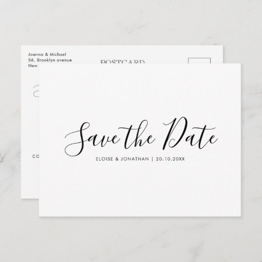 Elegant Einfach Minimalistisch modern Save the Dat Postkarte (Vorne/Hinten)