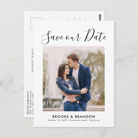 Elegant Einfach Minimalistisch modern Save the Dat Postkarte (Vorne/Hinten)