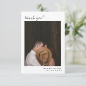 Elegant einfach mit Foto Wedding Dankeschön Card Dankeskarte (Stehend Vorderseite)