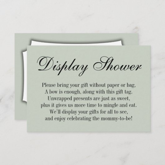 Elegant, einfach ohne Wrap Baby Duschsäcke grün Begleitkarte (Vorne/Hinten)