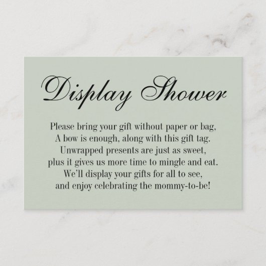 Elegant, einfach ohne Wrap Baby Duschsäcke grün Begleitkarte (Vorderseite)