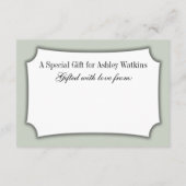 Elegant, einfach ohne Wrap Baby Duschsäcke grün Begleitkarte (Rückseite)