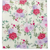 Elegant Einfach rosa Blumen Duschvorhang (Vorderseite)