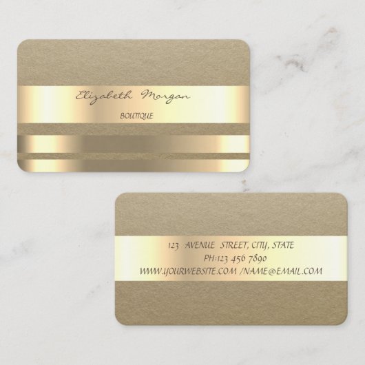 Elegant einfach, rustikal, Kraft gestreift Visitenkarte (Vorne/Hinten)
