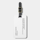 Elegant Einfach Schlicht Schwarz-weiß Gepäckanhänger (Vorderseite vertikal)