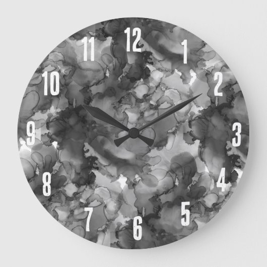 Elegant Einfach Schwarz-weiß Große Wanduhr (Vorderseite)