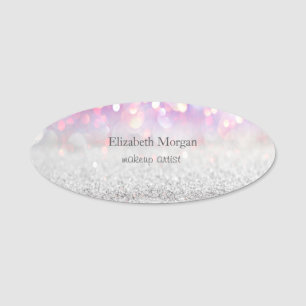 Elegant  Einfach Silber Rosa Glitter Bokeh Namensschild