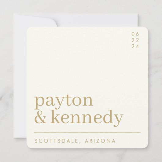 Elegant einfach, stilvoll Cream und Gold Chic Squa Save The Date (Vorderseite)