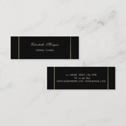 Elegant einfach, stilvoll, modern, schwarz mini visitenkarte (Vorne/Hinten)