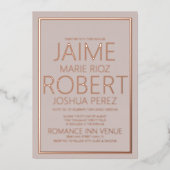 ELEGANT & EINFACH Typografie Mute Tan Wedding Folieneinladung (Vorderseite)