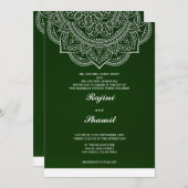 Elegant einfache Emerald Green Paisley Indian Hind Einladung (Vorne/Hinten)