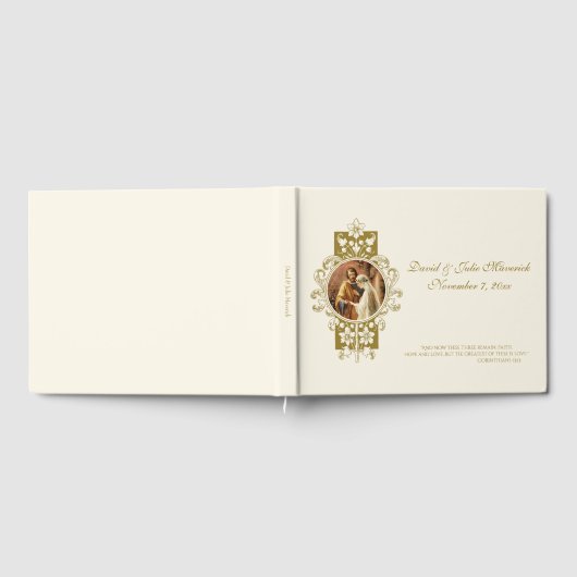 Elegant einfache katholische Hochzeit Traditionell Gästebuch (Voll)