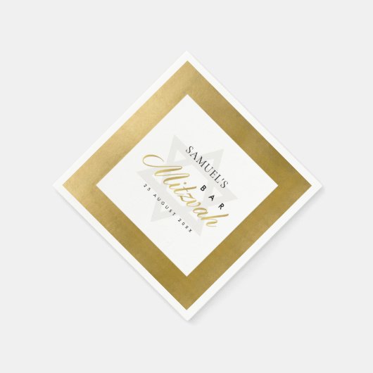 ELEGANT EINFACHE, KLARE IMITATE GOLD BAR BAT MITZV SERVIETTE (Ecke)