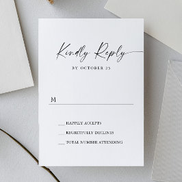 Elegant Einfache Minimalistische Kalligraphie Schw RSVP Karte