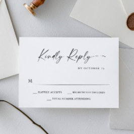 Elegant Einfache Minimalistische Kalligraphie Schw RSVP Karte