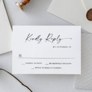 Elegant Einfache Minimalistische Kalligraphie Schw RSVP Karte