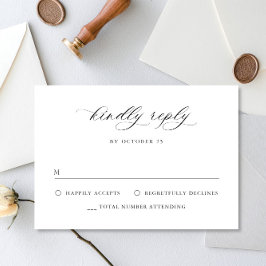 Elegant Einfache Minimalistische Kalligraphie Schw RSVP Karte
