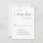 Elegant Einfache Minimalistische Kalligraphie Schw RSVP Karte (Vorderseite)