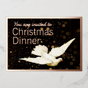 Elegant Einfache Moderne Goldene Taube Weihnachtse Folieneinladung