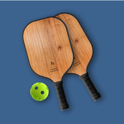 Elegant einfache Monogram Golden Wood Personal Pickleball Schläger