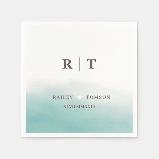 Elegant einfache römische Zahlen Couple Monogram Serviette (Vorderseite)