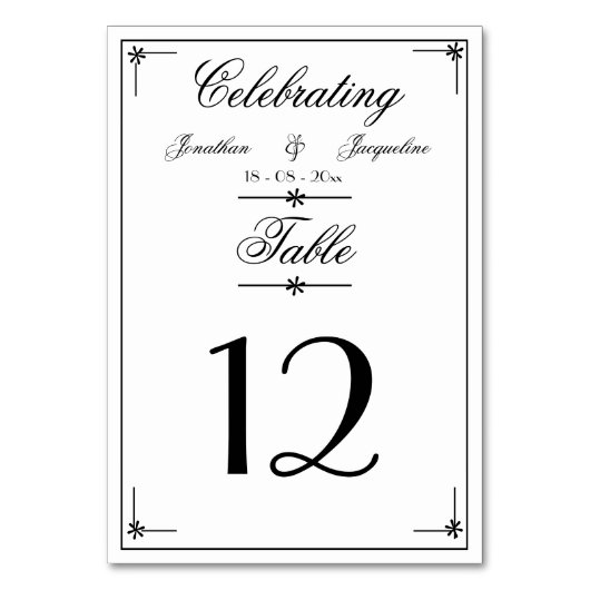 Elegant Einfache Script-Personalisierte Namen Tischnummer (Rückseite)