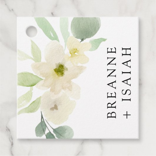 Elegant Einfache Wasserfarben Gastgeschenk Hochzei Geschenkanhänger (Vorderseite)