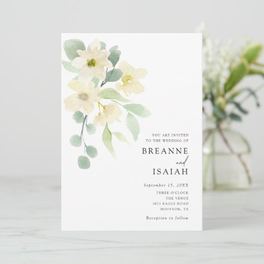 Elegant Einfache Wasserfarbenwelt Hochzeit | Einladung (Stehend Vorderseite)