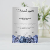 ELEGANT EINFACHER BLUE FLORAL SILVER DANK KARTE (Stehend Vorderseite)